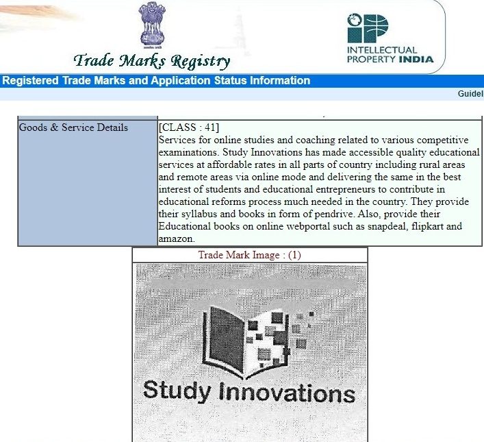 Study Innovations is a Registered Trade Mark in Education. Registration by Registrar of Trade Marks, Govt. of India, New Delhi