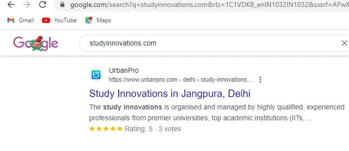 Excellent Ratings on UrbanPro for Study Innovations